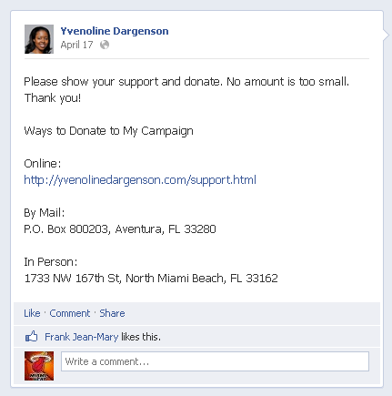 Dargenson Facebook-Donation Request